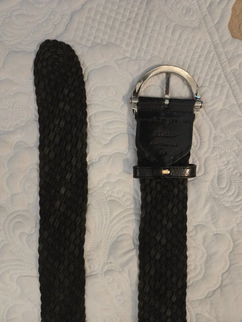 COLE HAAN Black Leather Braided Belt Size M 90s